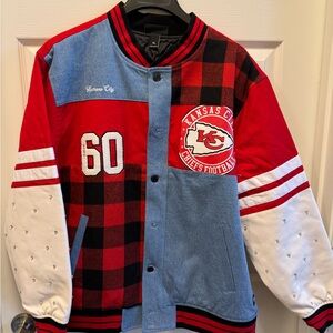 NFL Kansas City Red, Black & White Patchwork Varsity Jacket